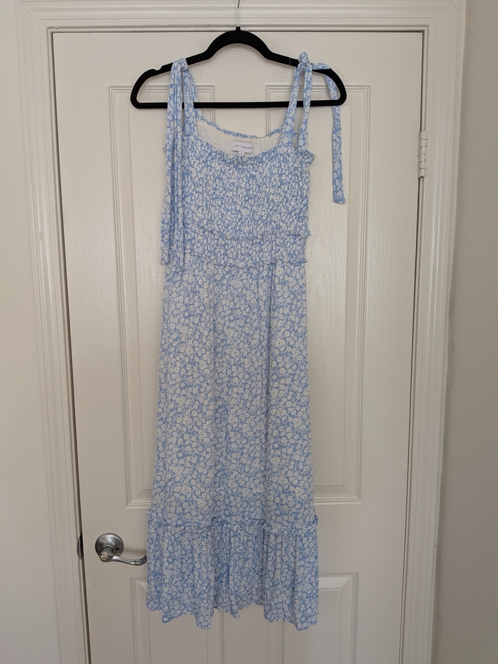 Lost + Wander Blue and White Textured Dress